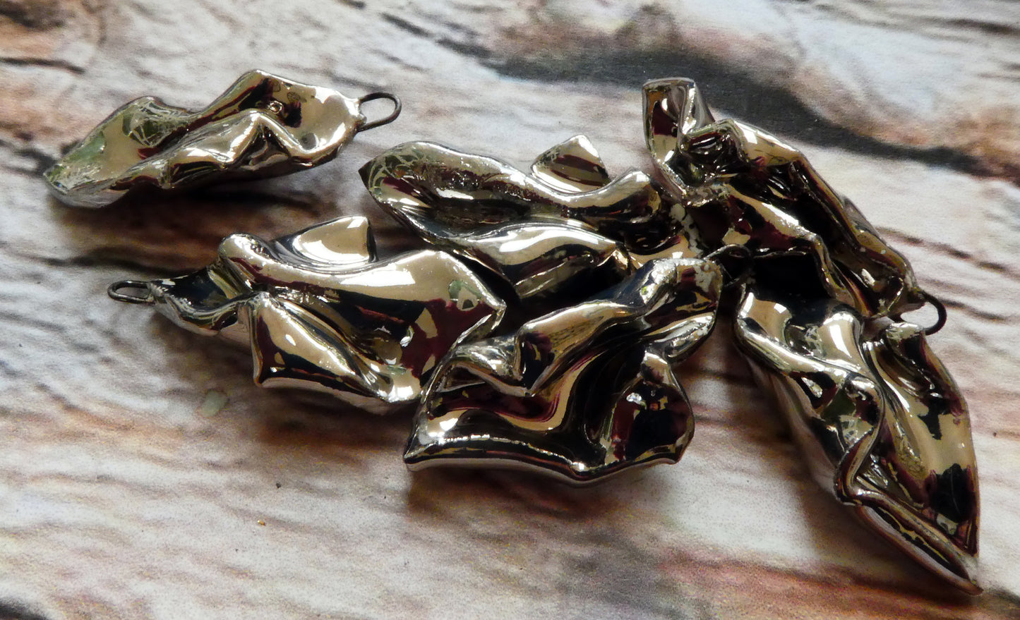 Ceramic Platinum Crinkled Tissue Charms