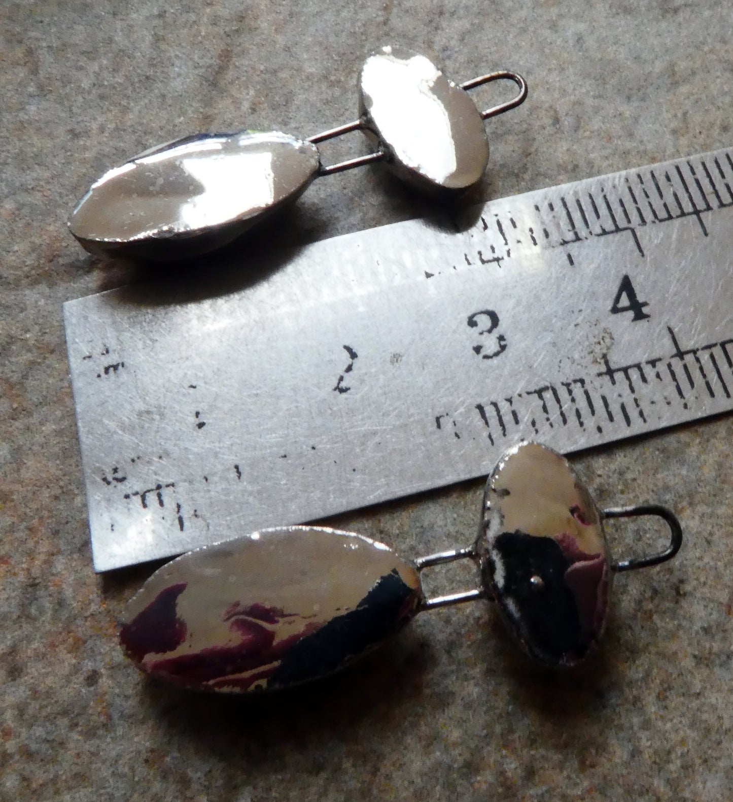 Ceramic Double Oval Earring Charms -Gold and Platinum