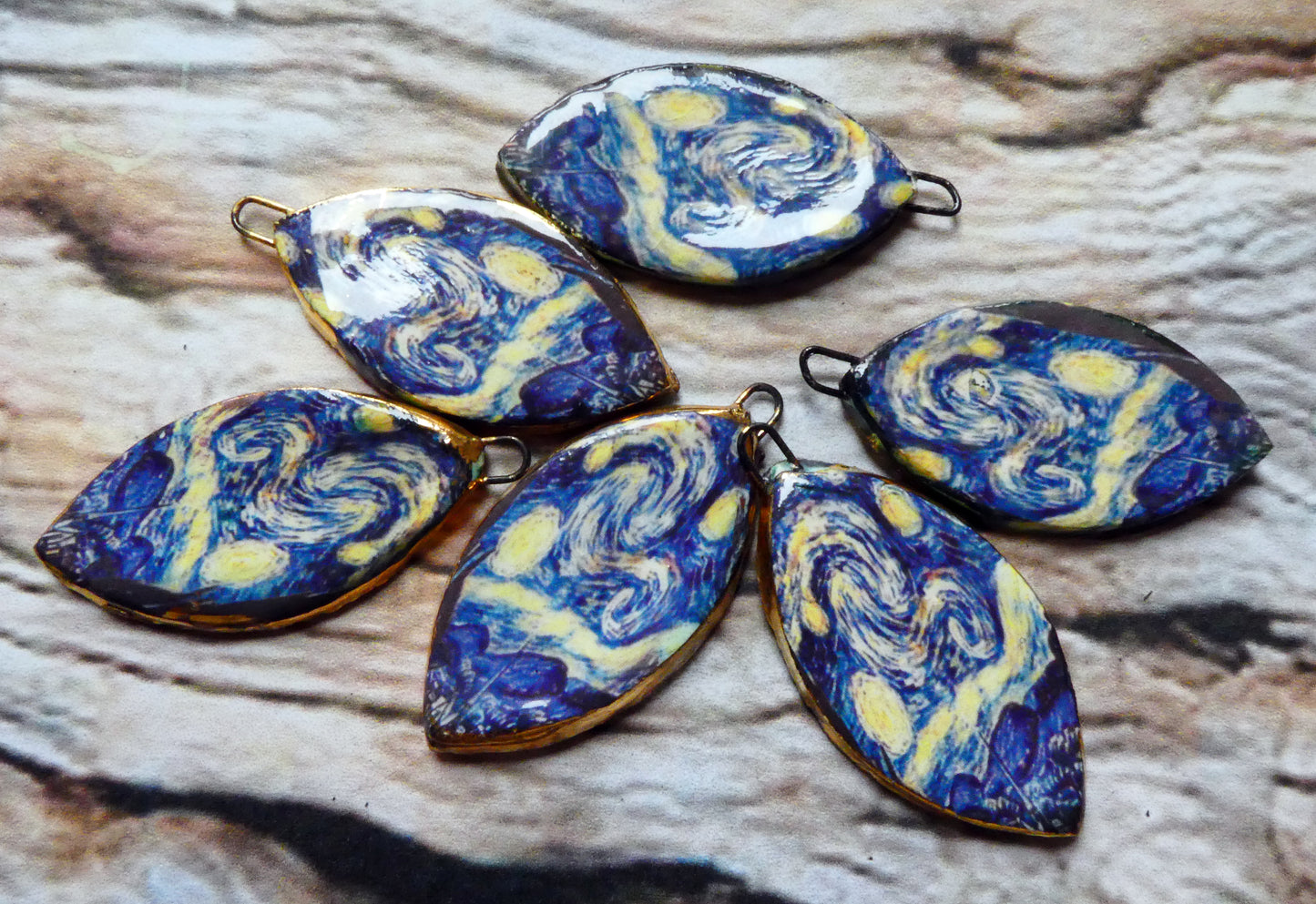 Ceramic Vin Gogh Earring Drops