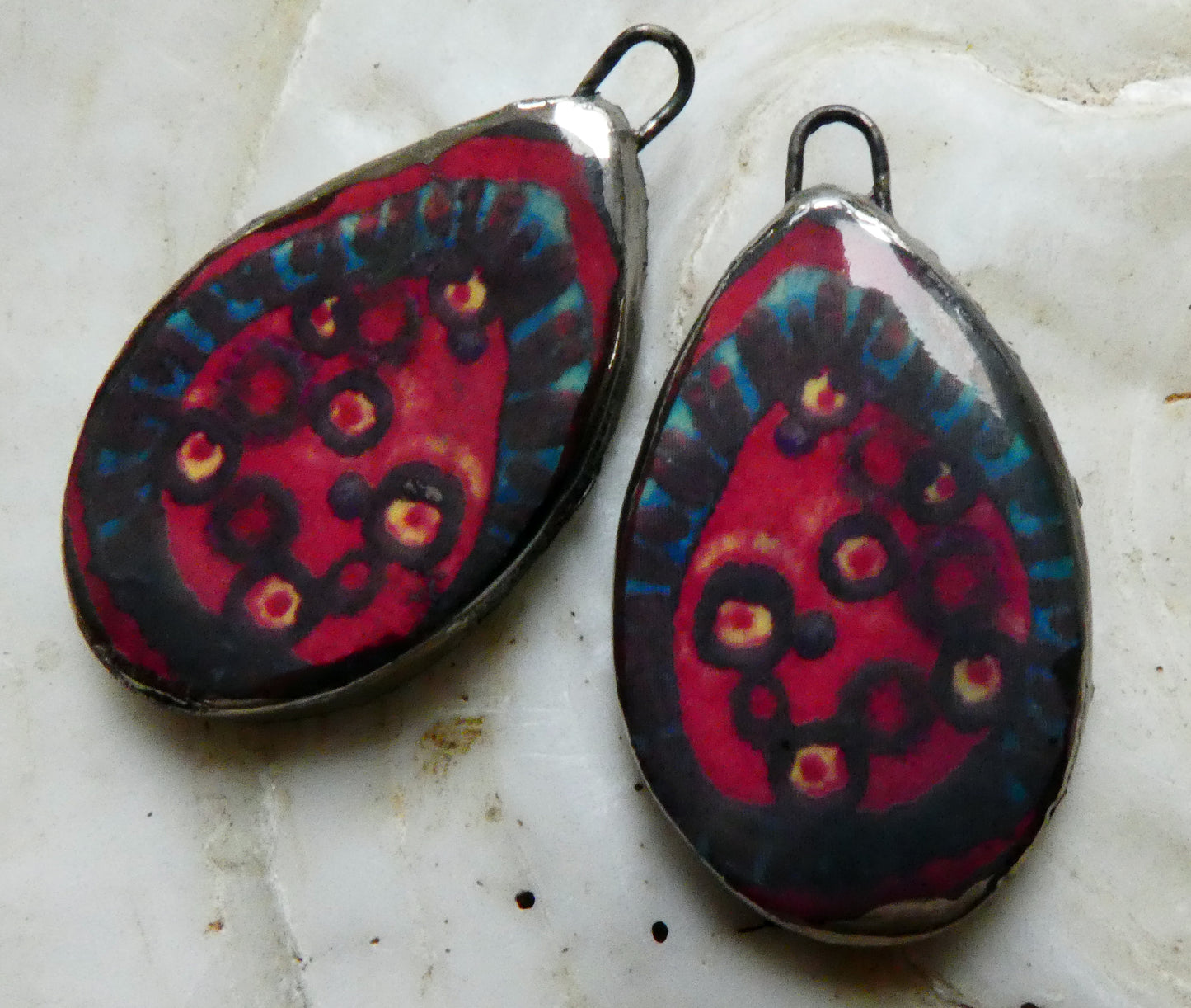 Ceramic Painted Decal Slice Earring Charms #2