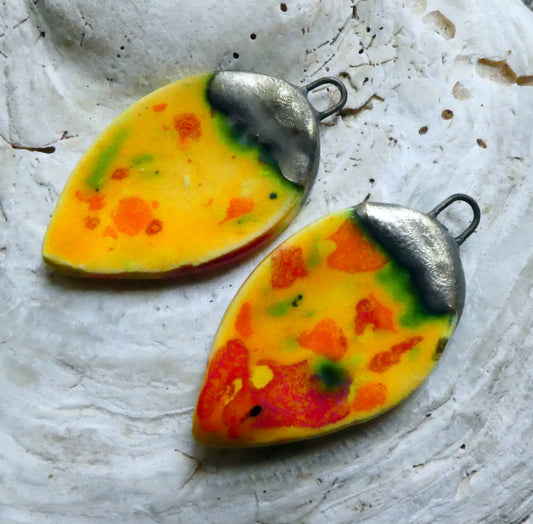 Ceramic Slim Leaf Charms - Sassy Orange