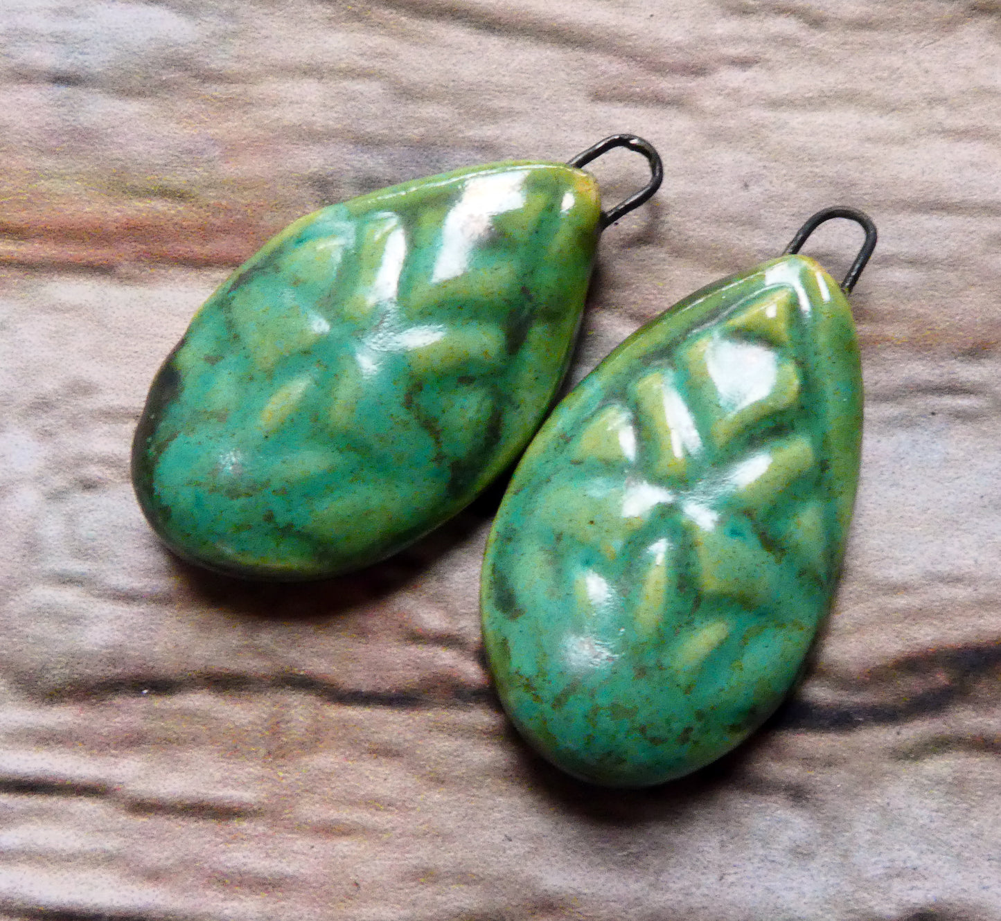 Ceramic Textured Teardrop Charms - Supernova