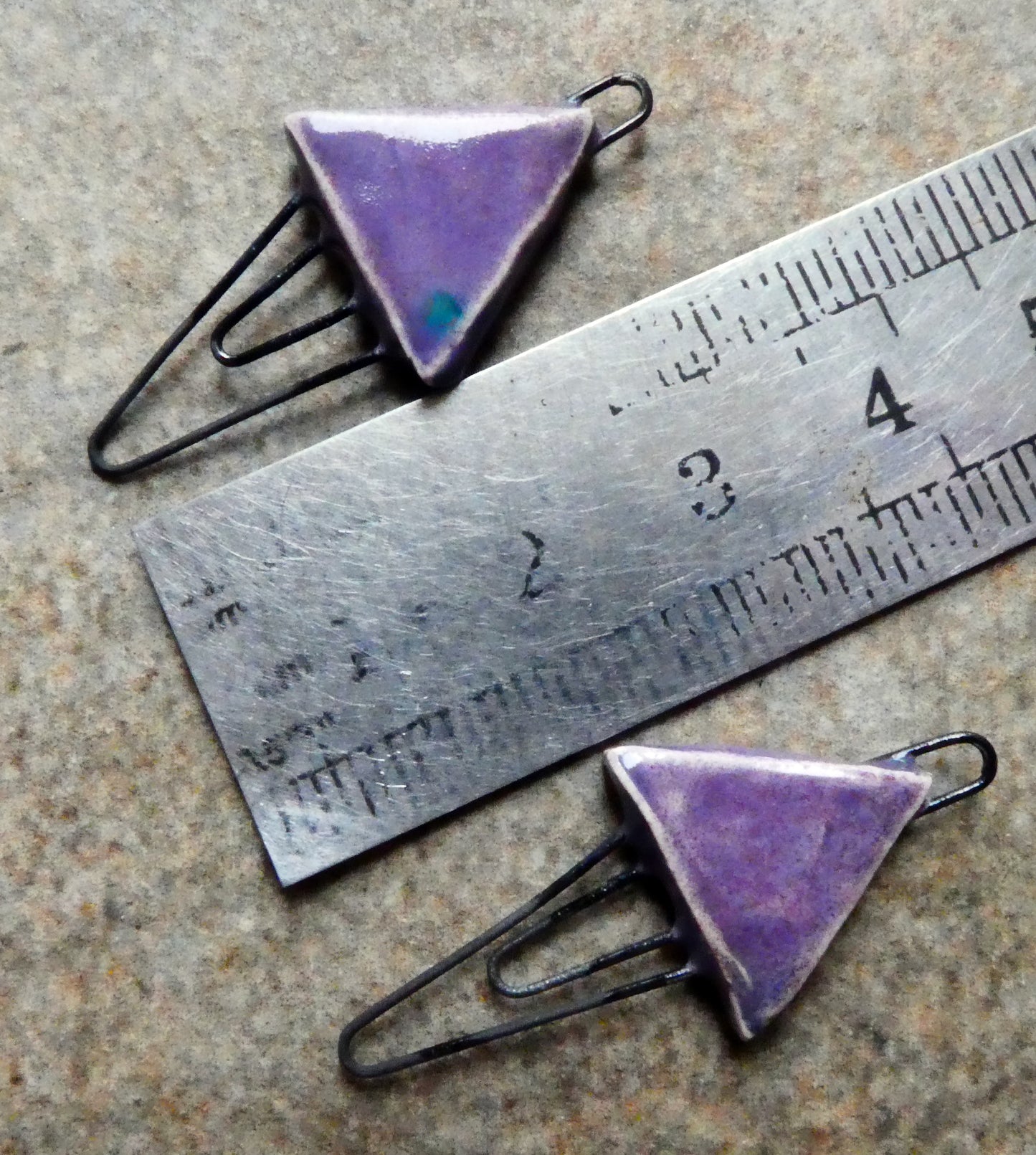 Ceramic Two Hoop Triangle Connectors -Lavender Flower