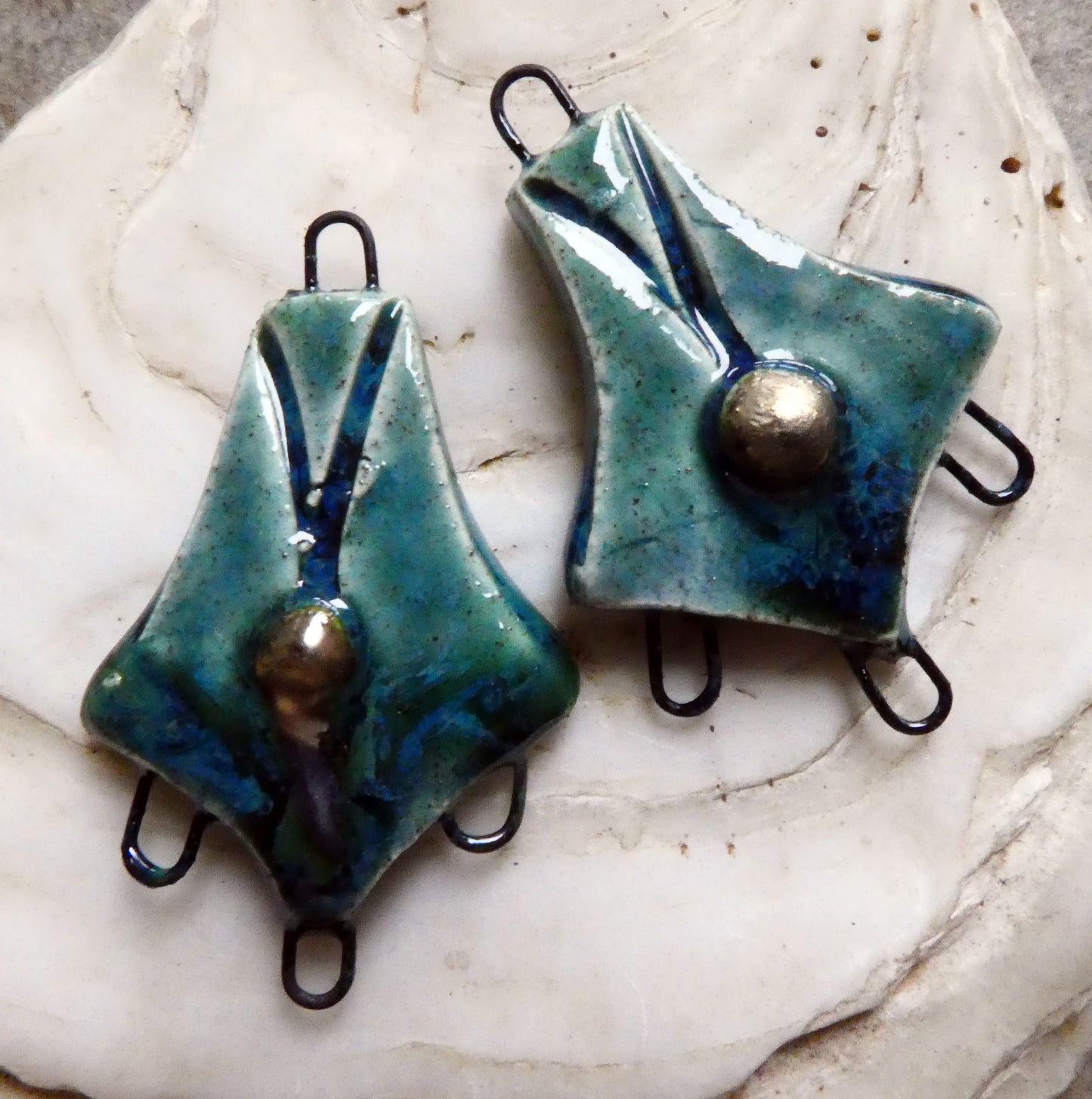 Ceramic Decorative Three Hoop Earring Connectors - Bora Bora