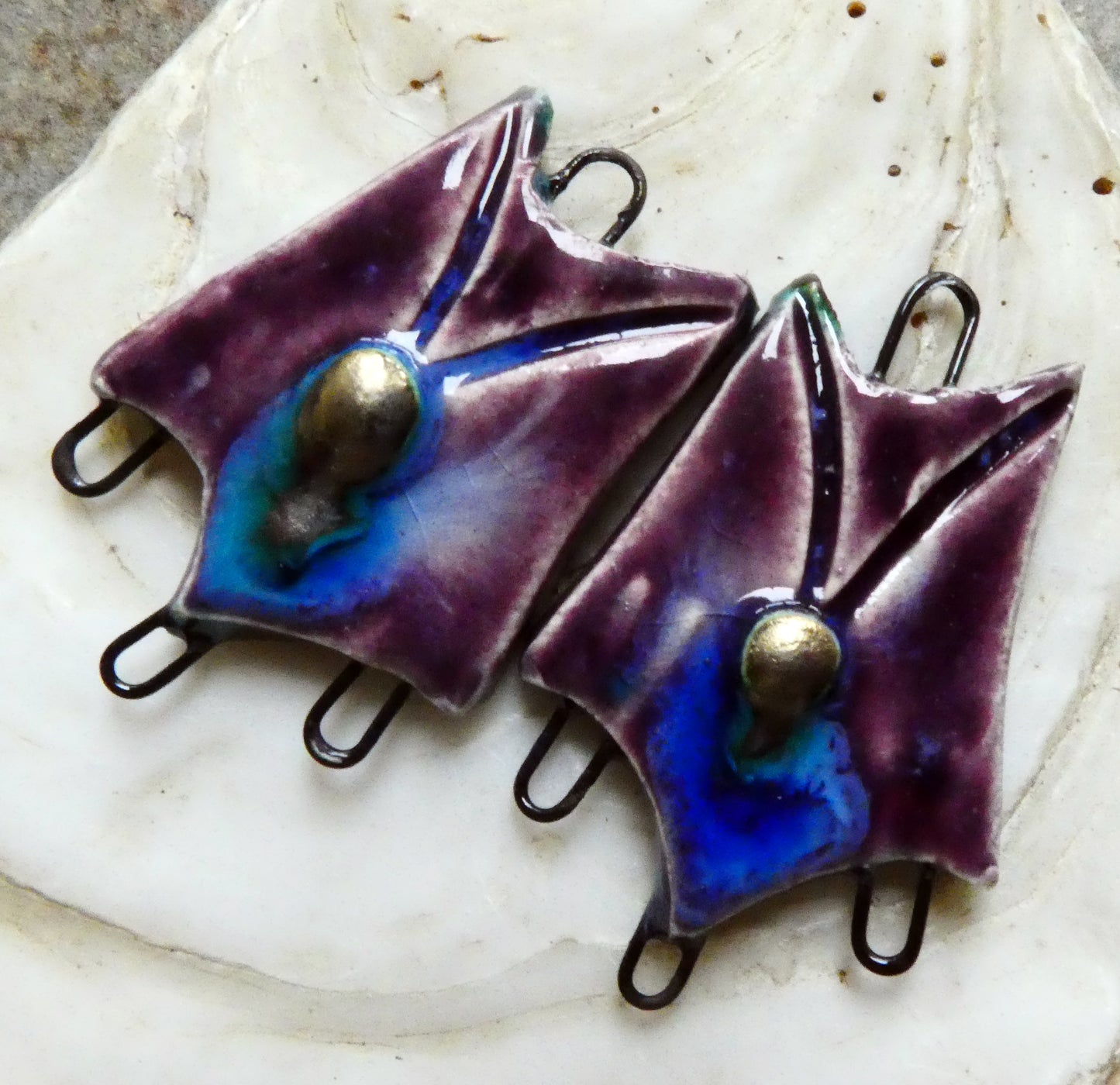 Ceramic Decorative Three Hoop Earring Connectors - Royal Fantasy