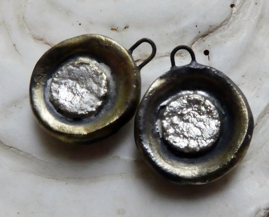 Ceramic Silver and Bronzy Bowl Charms