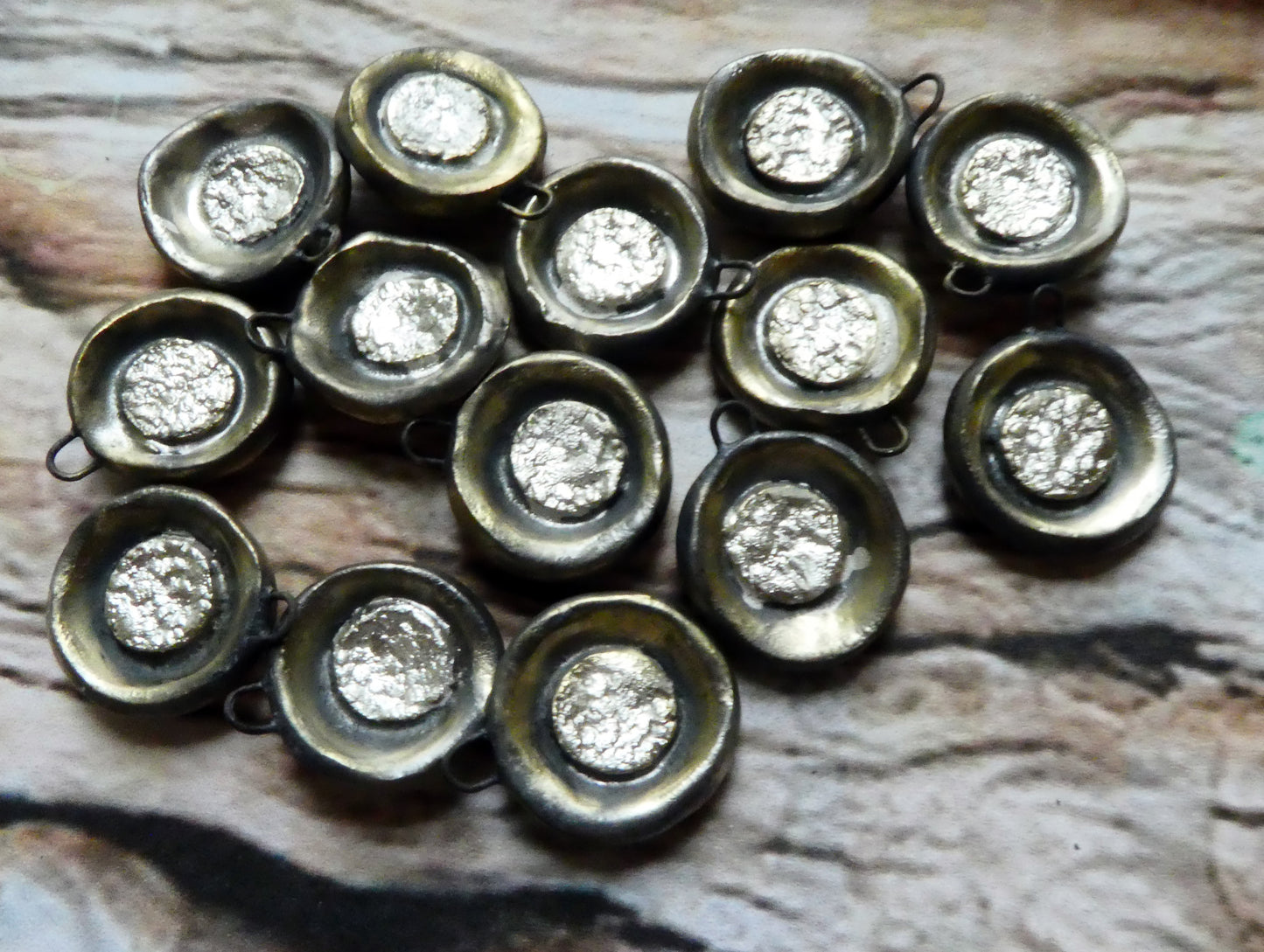 Ceramic Silver and Bronzy Bowl Charms