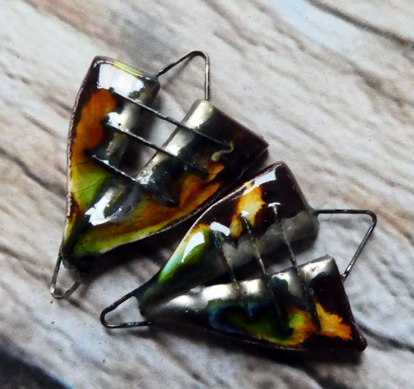 Ceramic Stapled Shield Earring Connectors - Murano