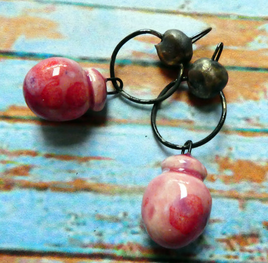 Ceramic Hoopy Bobble Dangles - Berry Tart