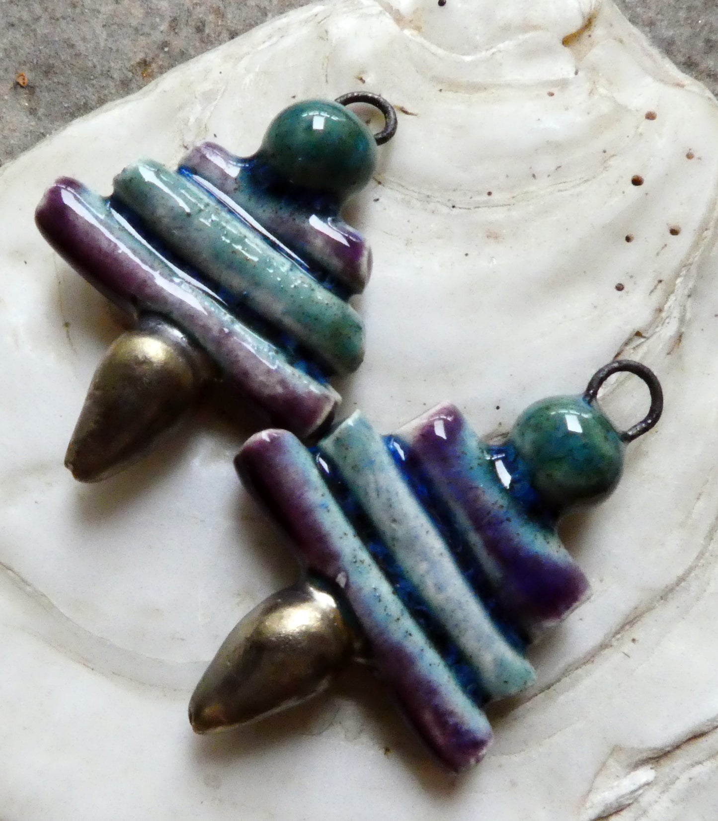 Ceramic Mixed Shape Stack Charms - Mystic Jade and Royal Fantasy