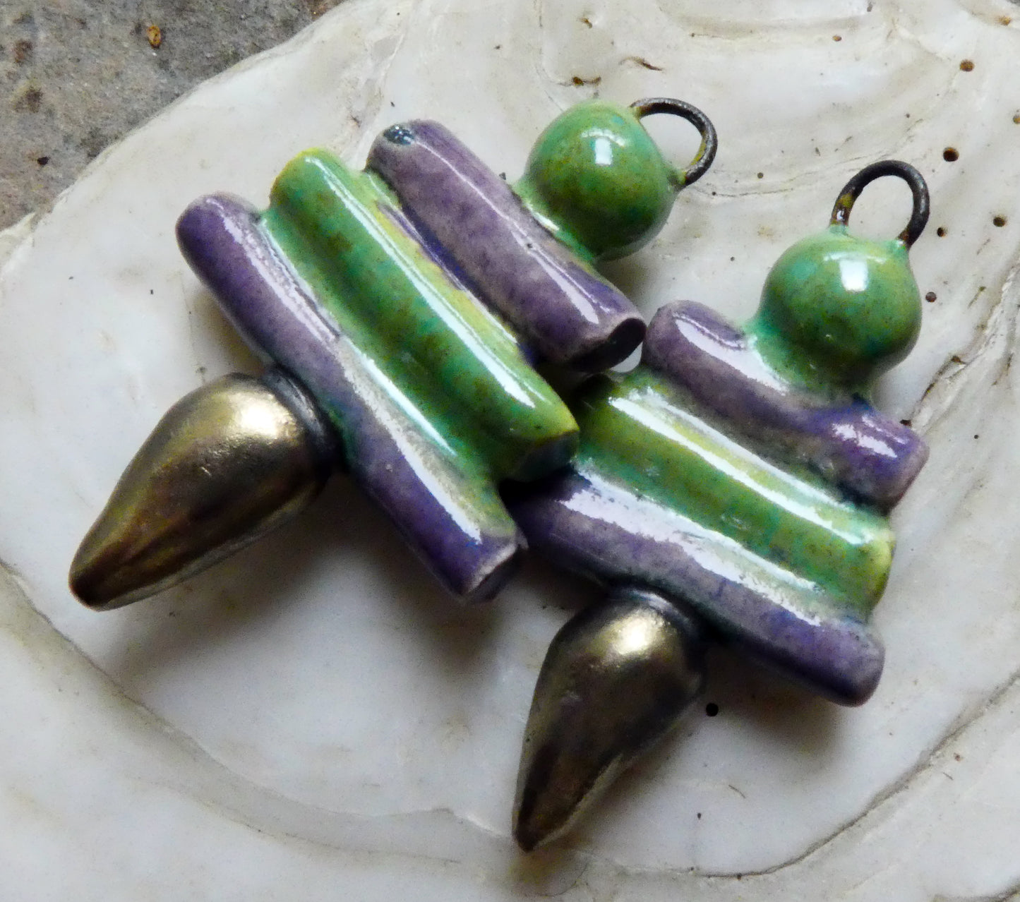 Ceramic Mixed Shape Stack Charms - Supernova and Grapel