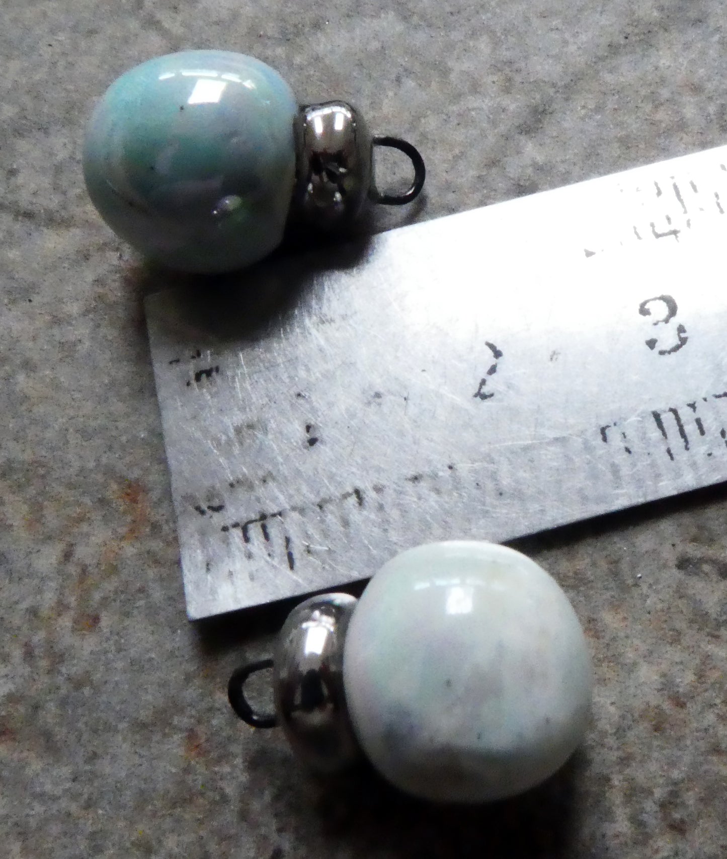 Porcelain Bobble Drops - Mother of Pearl and Platinum Lustre