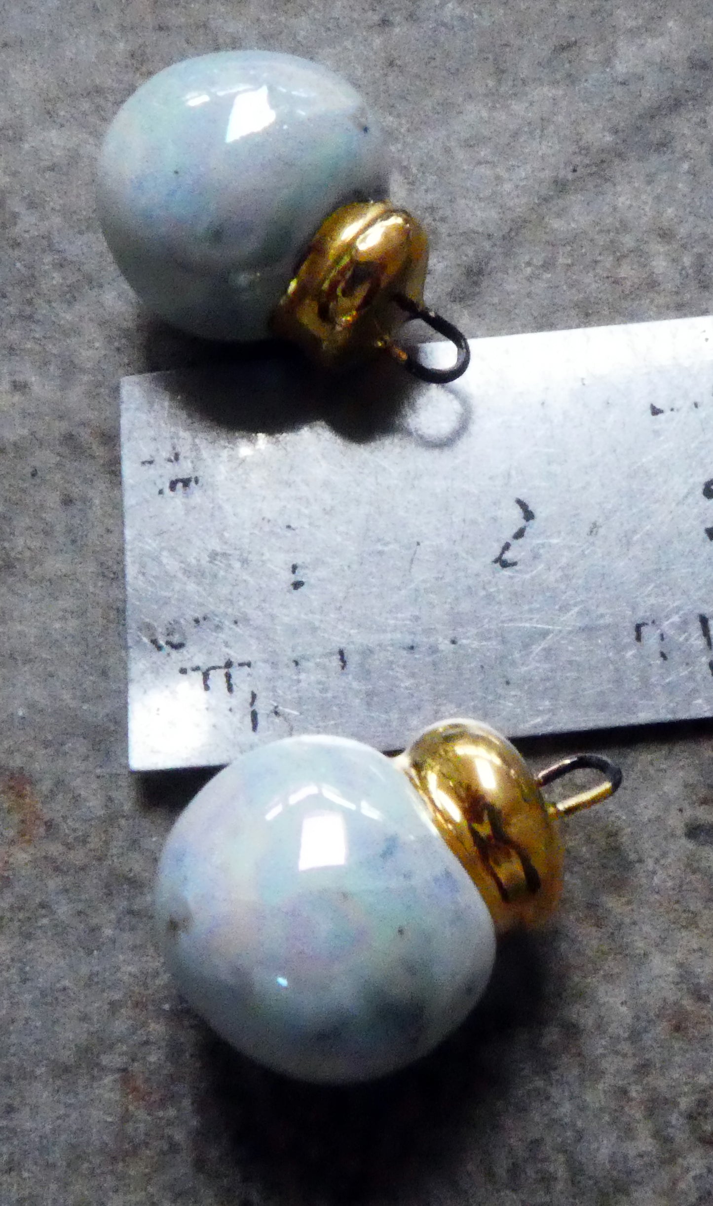 Porcelain Bobble Drops - Mother of Pearl and Gold  Lustre