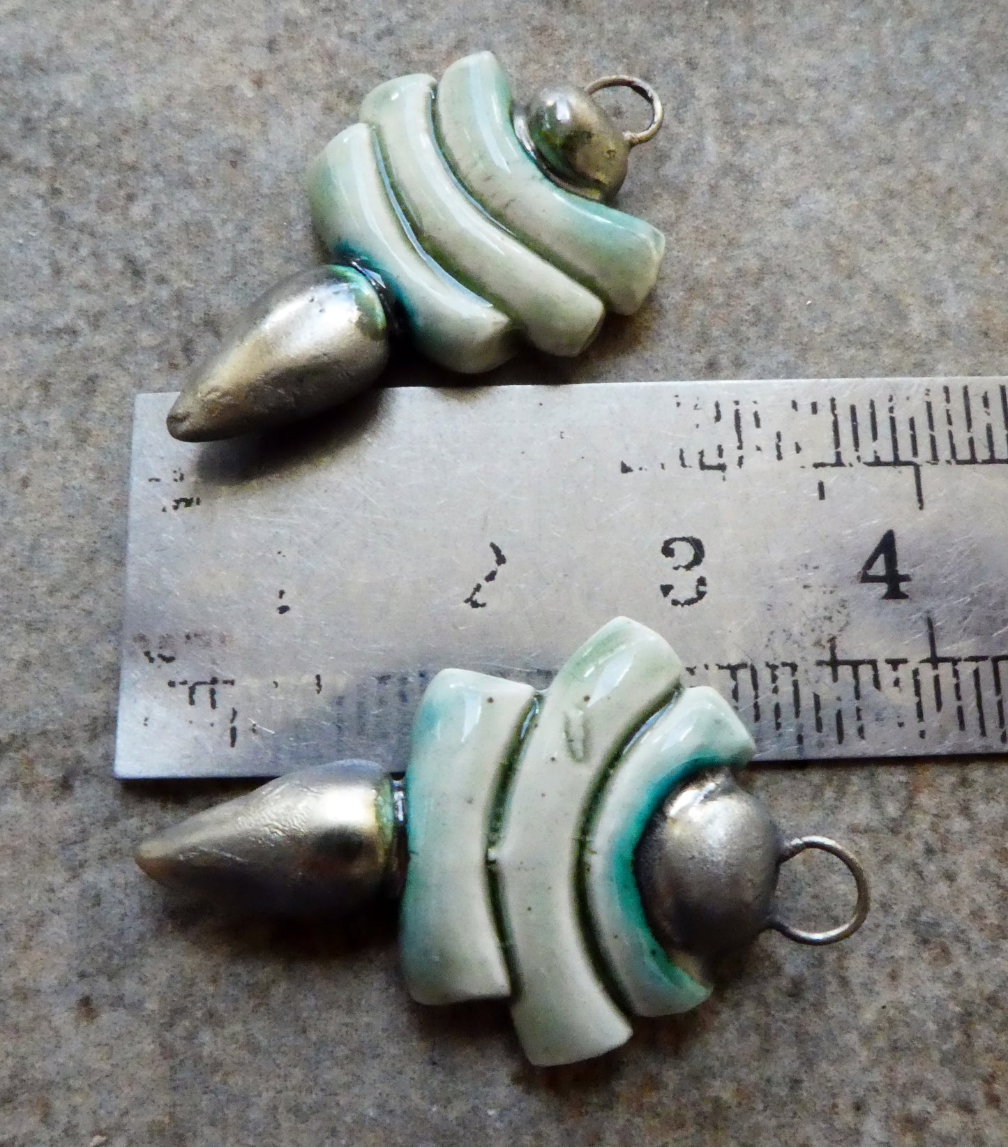 Ceramic Stick and Spikelet Earring Charms - Green Tea