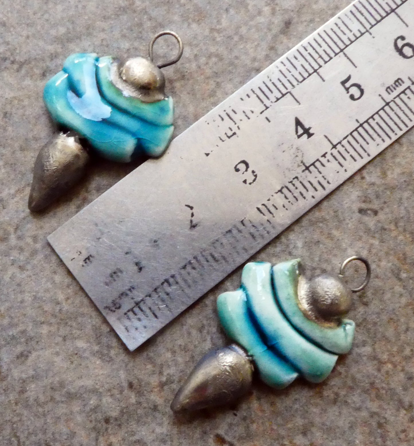 Ceramic Stick and Spikelet Earring Charms - Oriental Blue