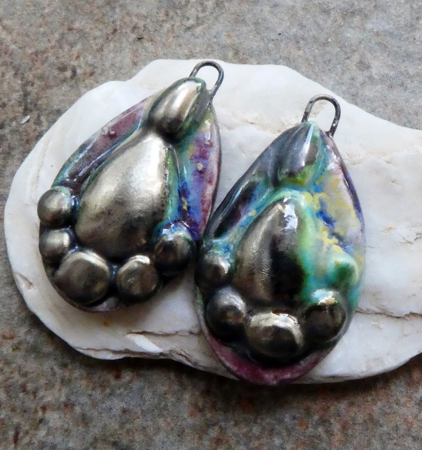 Ceramic Granular Teardrop Earring Charms -  Sailors Delight