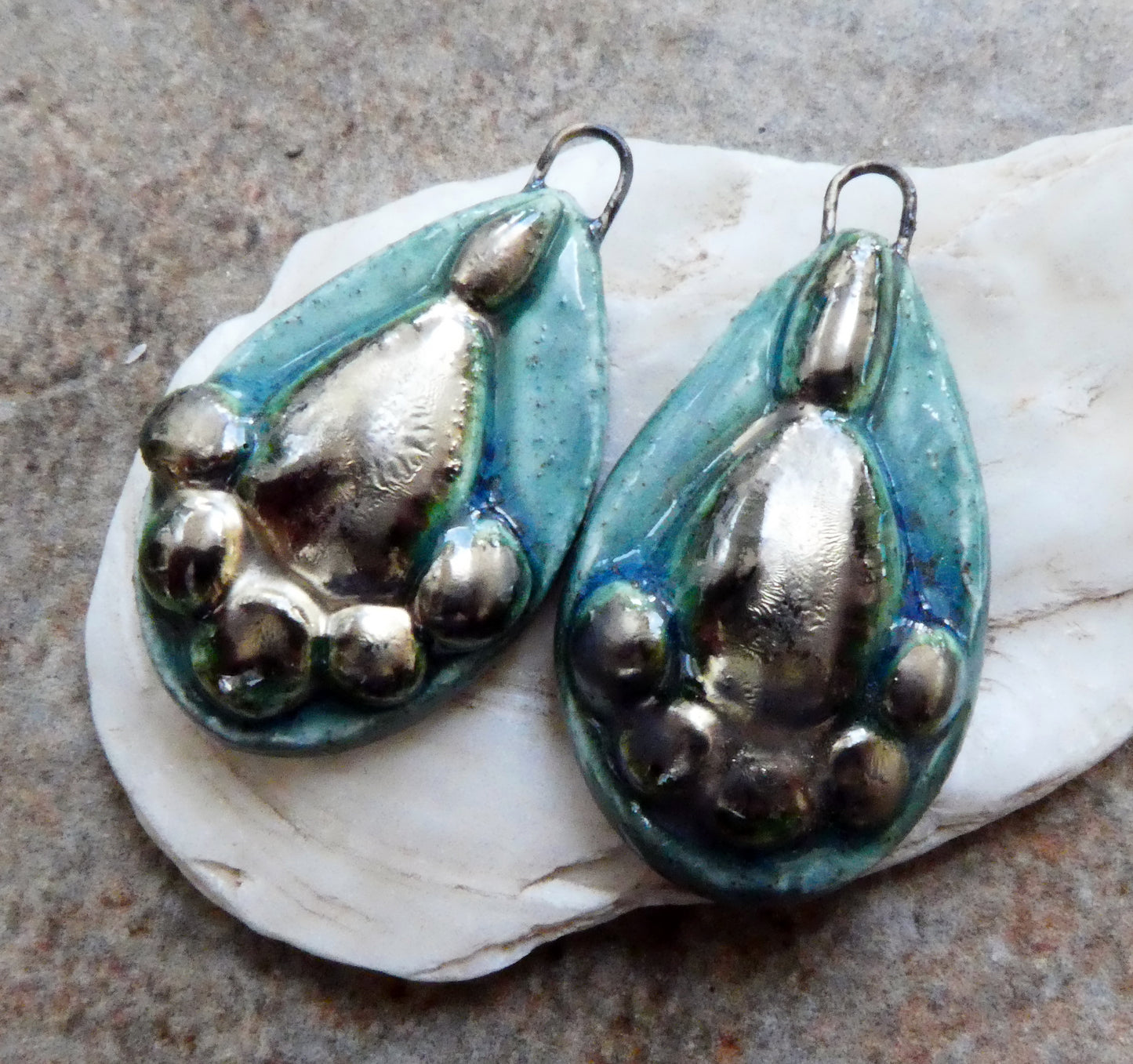 Ceramic Granular Teardrop Earring Charms -  Bora Bora