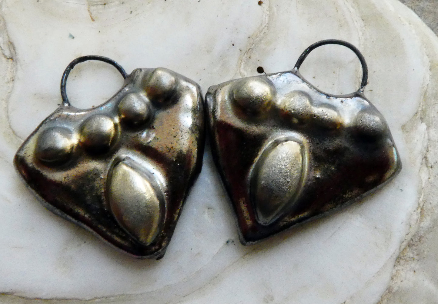 Ceramic Granular Shield Earring Charms - Gloria