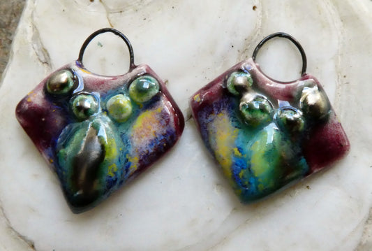 Ceramic Granular Shield Earring Charms - Sailors Delight