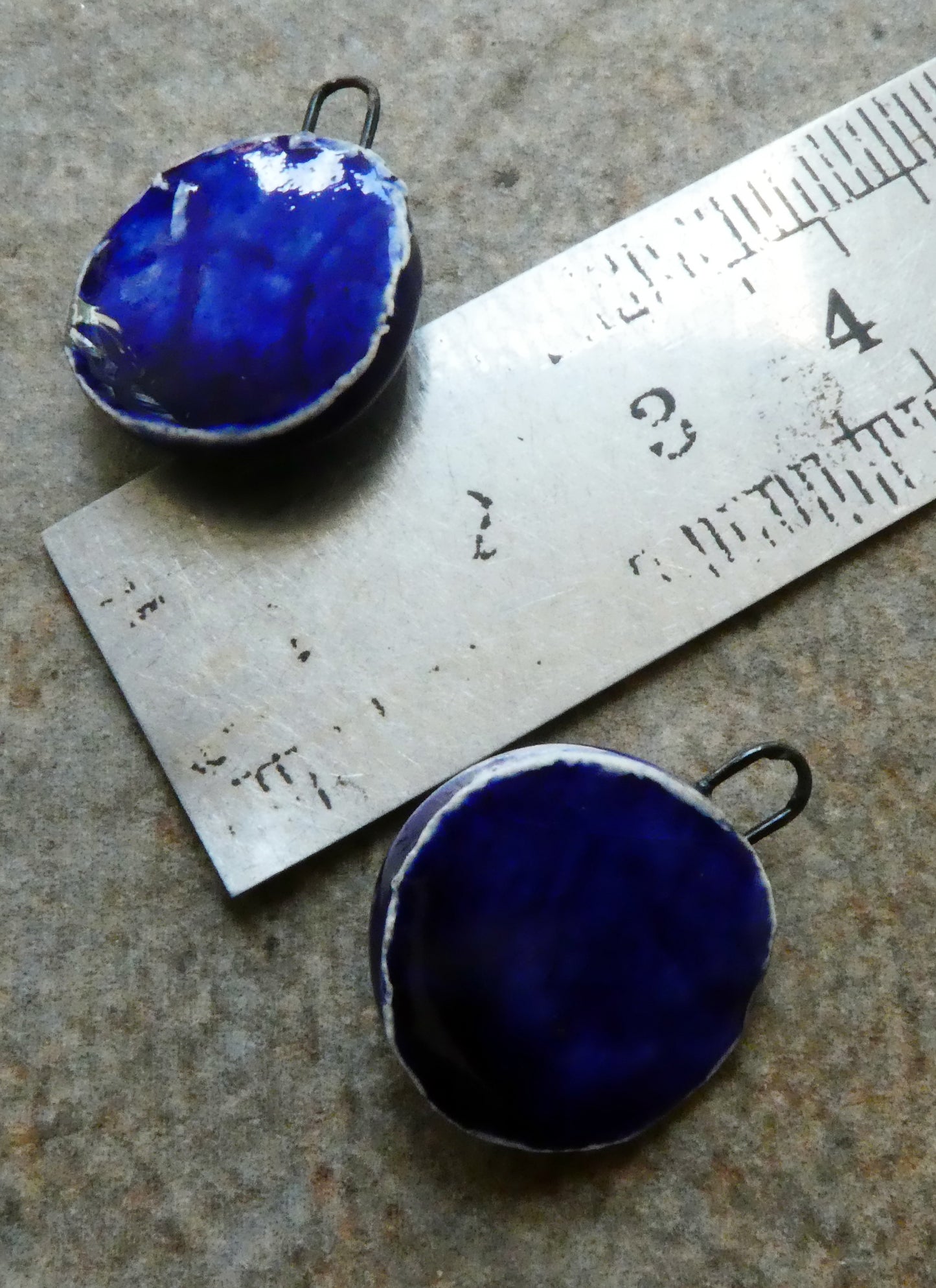 Ceramic Little Folded Disc Lustre Earring Charms - Mirror Blue
