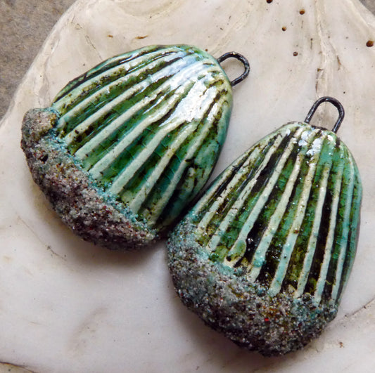 Ceramic Sandy Shell Earring Charms - Topaz