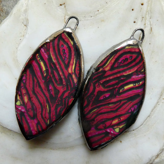 Ceramic Painted Abalone Drop Decal Earring Charms #1