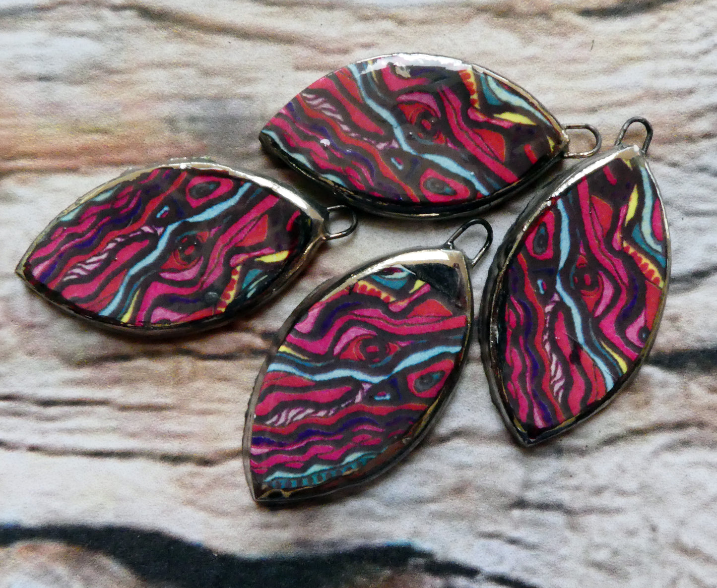 Ceramic Painted Abalone Drop Decal Earring Charms #9