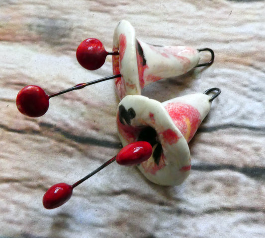 Ceramic Trumpet Flower Earring Charms - Poppy Fields