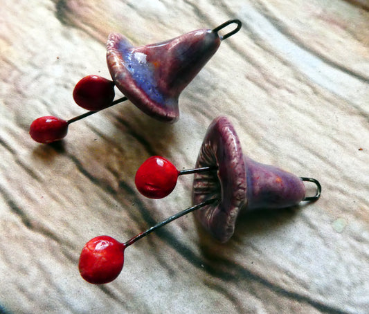 Ceramic Trumpet Flower Earring Charms -Floral Fantasy