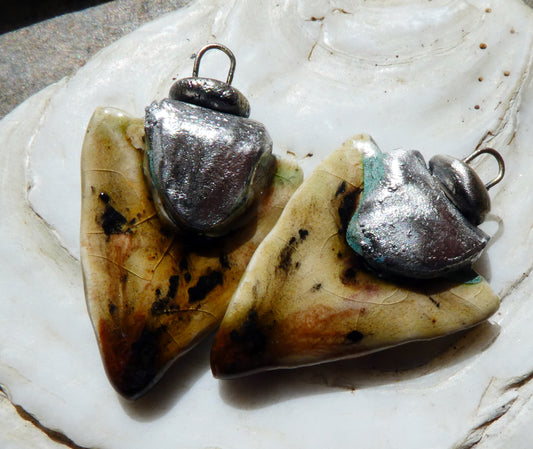 Ceramic Tuareg Inspired Spearhead Charms - Safari