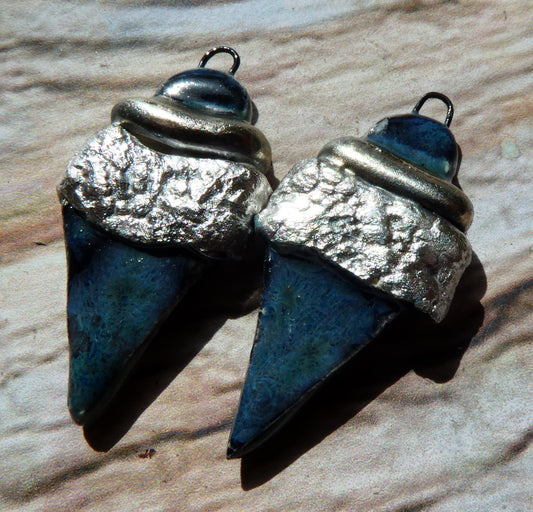 Ceramic Tuareg Inspired Wrapped Dagger Charms - Obsidian