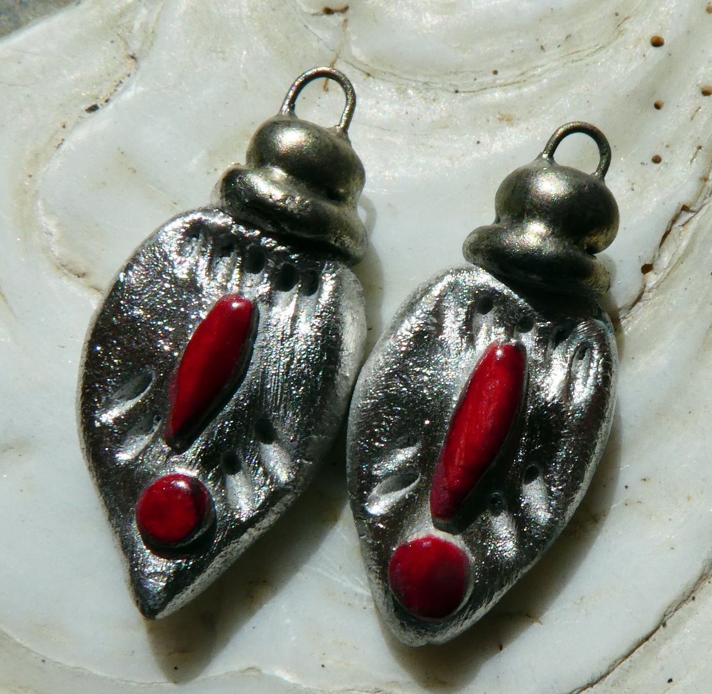 Ceramic Tuareg Inspired Bottle Charms -Red