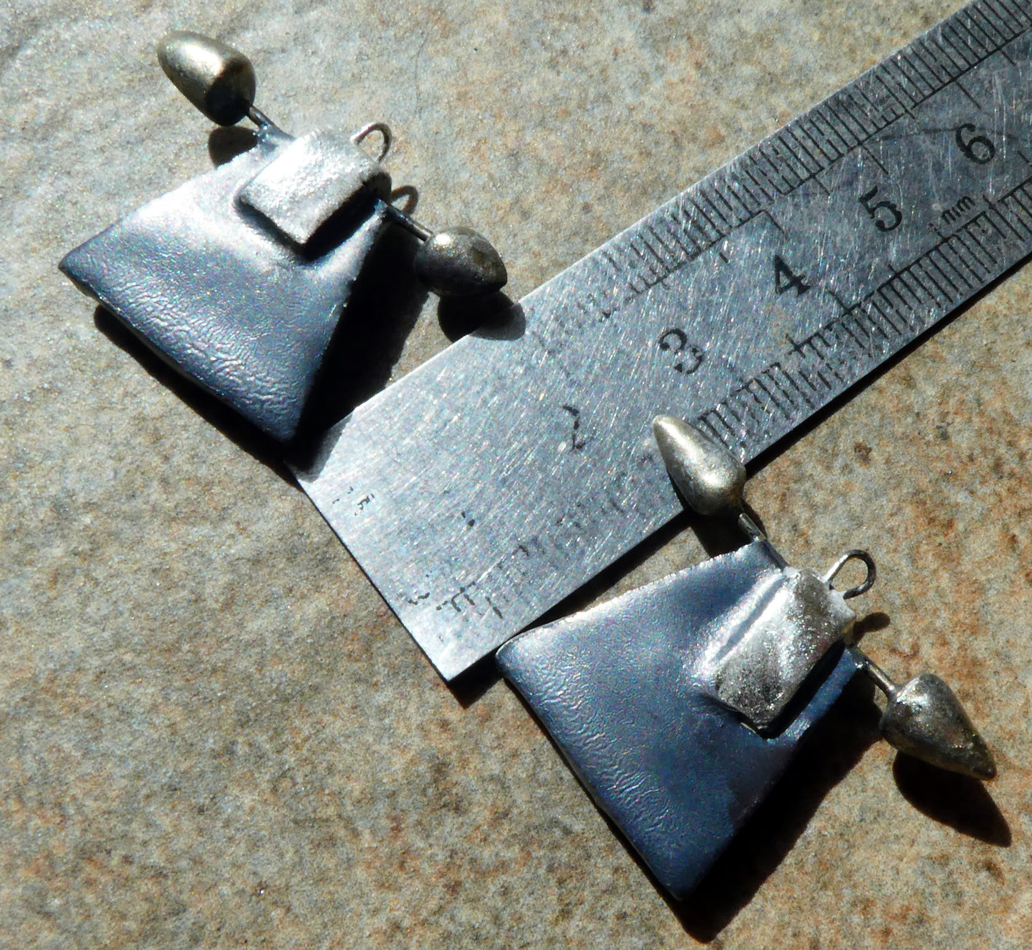 Ceramic Tuareg Inspired Speared Charms -Pewter