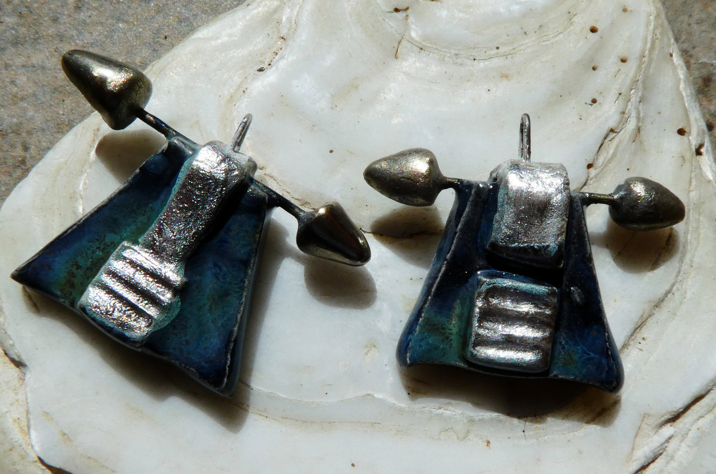 Ceramic Tuareg Inspired Speared Charms -Obsidian
