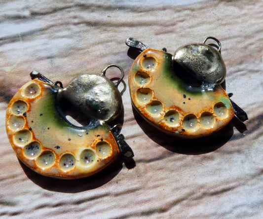 Ceramic Samurai Inspired Charms -Amber Ash