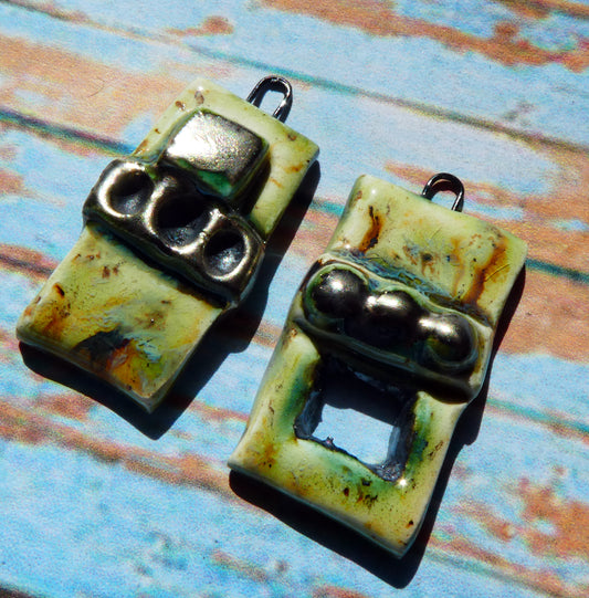 Ceramic Asymmetric Tablet Charms -Cappuccino Mint