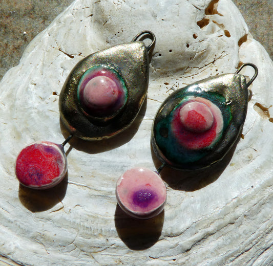 Ceramic Moulded Teardrop Dangles - Berry Tart