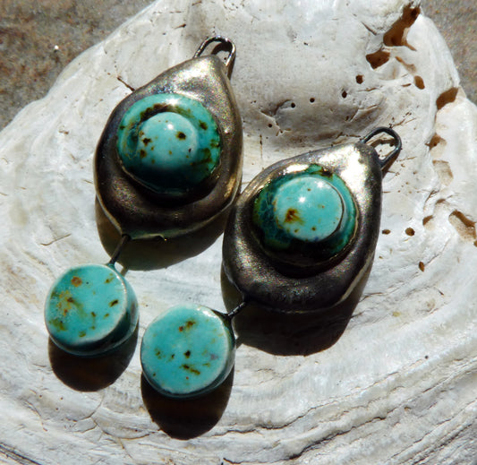Ceramic Moulded Teardrop Dangles -Blue Guppy