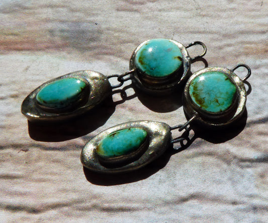 Ceramic Moulded  Disc and Oval Dangles -Blue Guppy