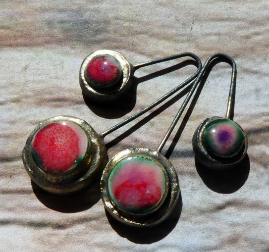 Ceramic Moulded Double Disc Dangles -Berry Tart