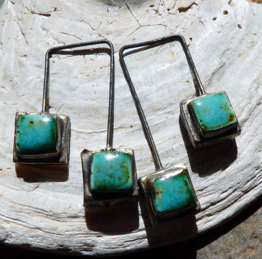 Ceramic Moulded Double Square Dangles -Blue Guppy