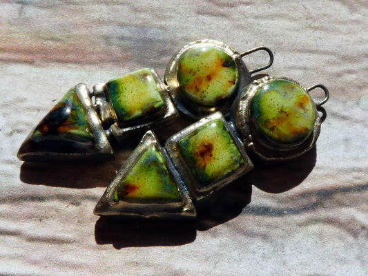 Ceramic Moulded Stack Charms - Cappuccino Mint