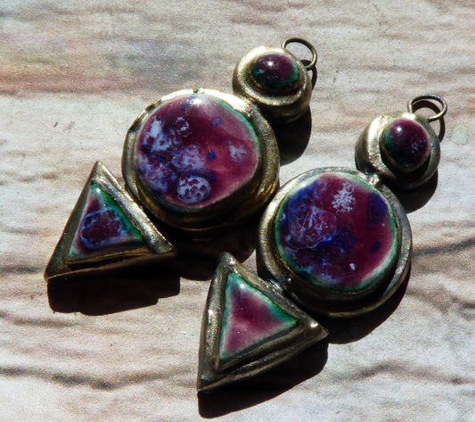 Ceramic Moulded Stack Charms -Plum Jelly