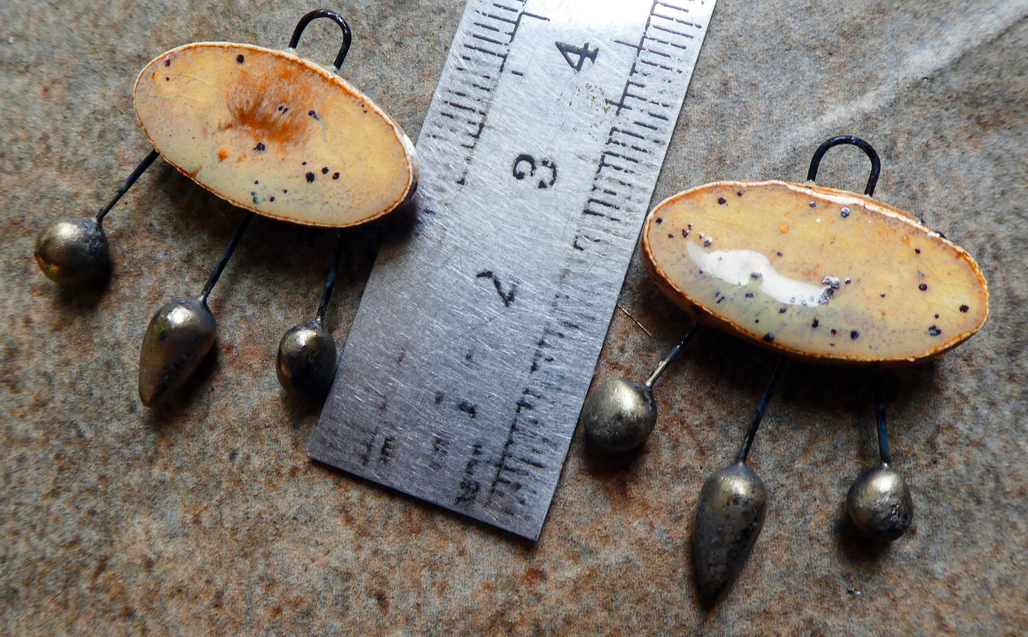 Ceramic Oval Bobbly Charms - Amber Ash