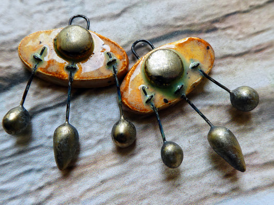 Ceramic Oval Bobbly Charms - Amber Ash