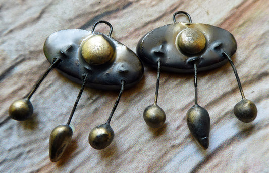 Ceramic Oval Bobbly Charms - Pewter