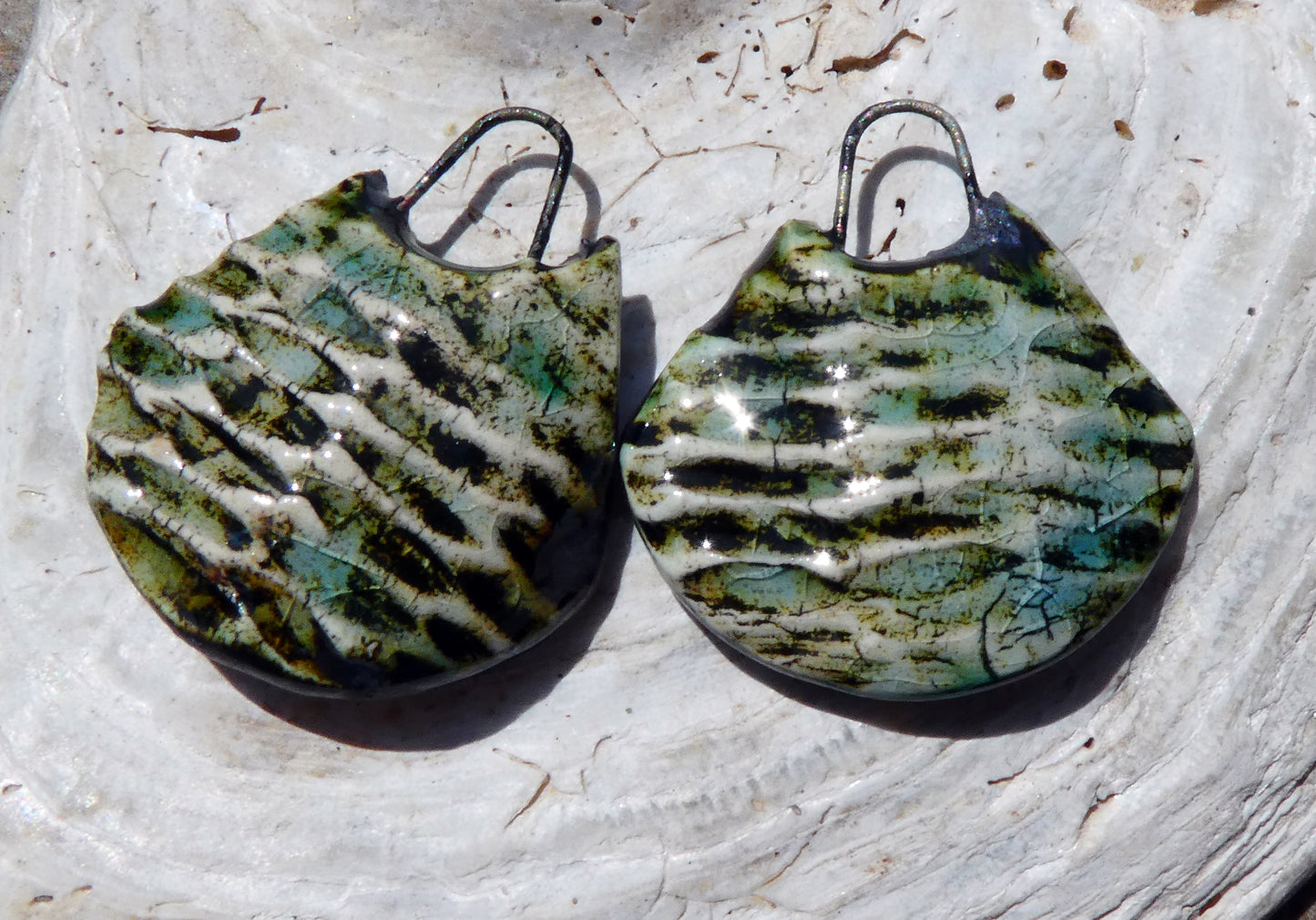 Ceramic Reed Textured Charms - Water