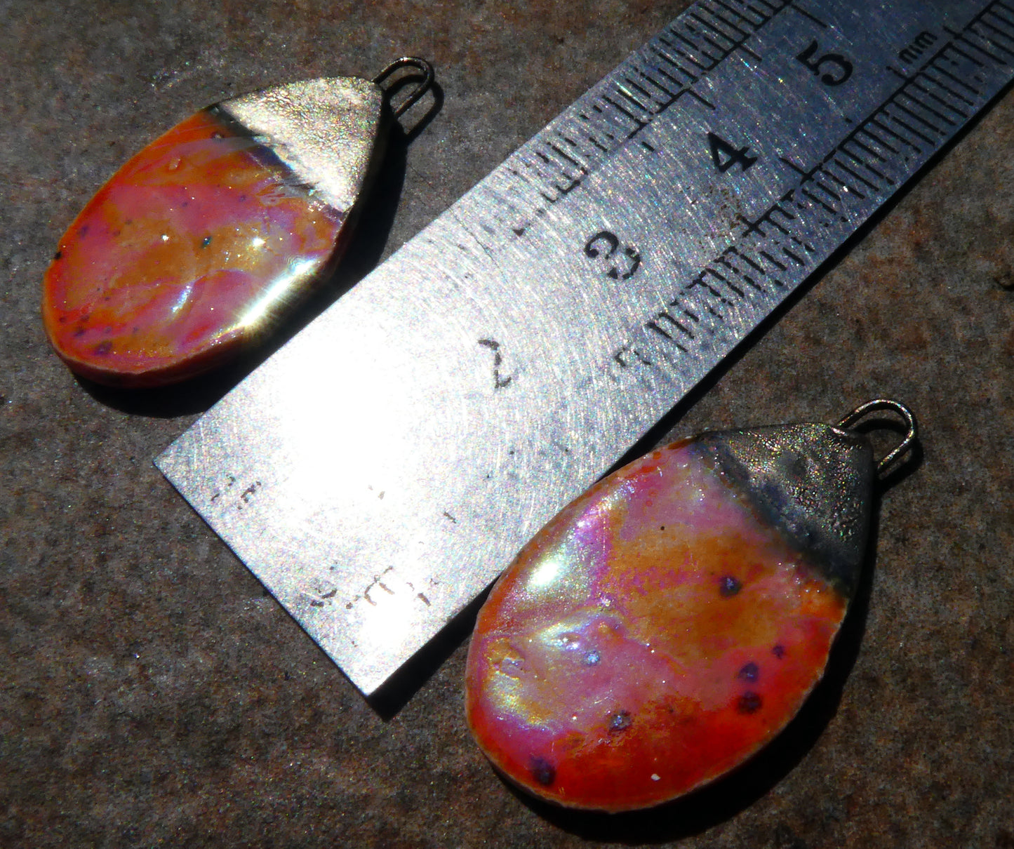 Ceramic Lustrous Slim Teardrop Charms -Wildfire