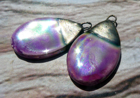 Ceramic Lustrous Slim Teardrop Charms -Grapel