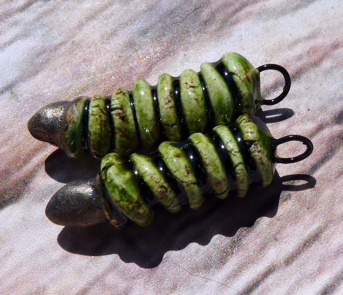 Ceramic Catkin Charms - Olive
